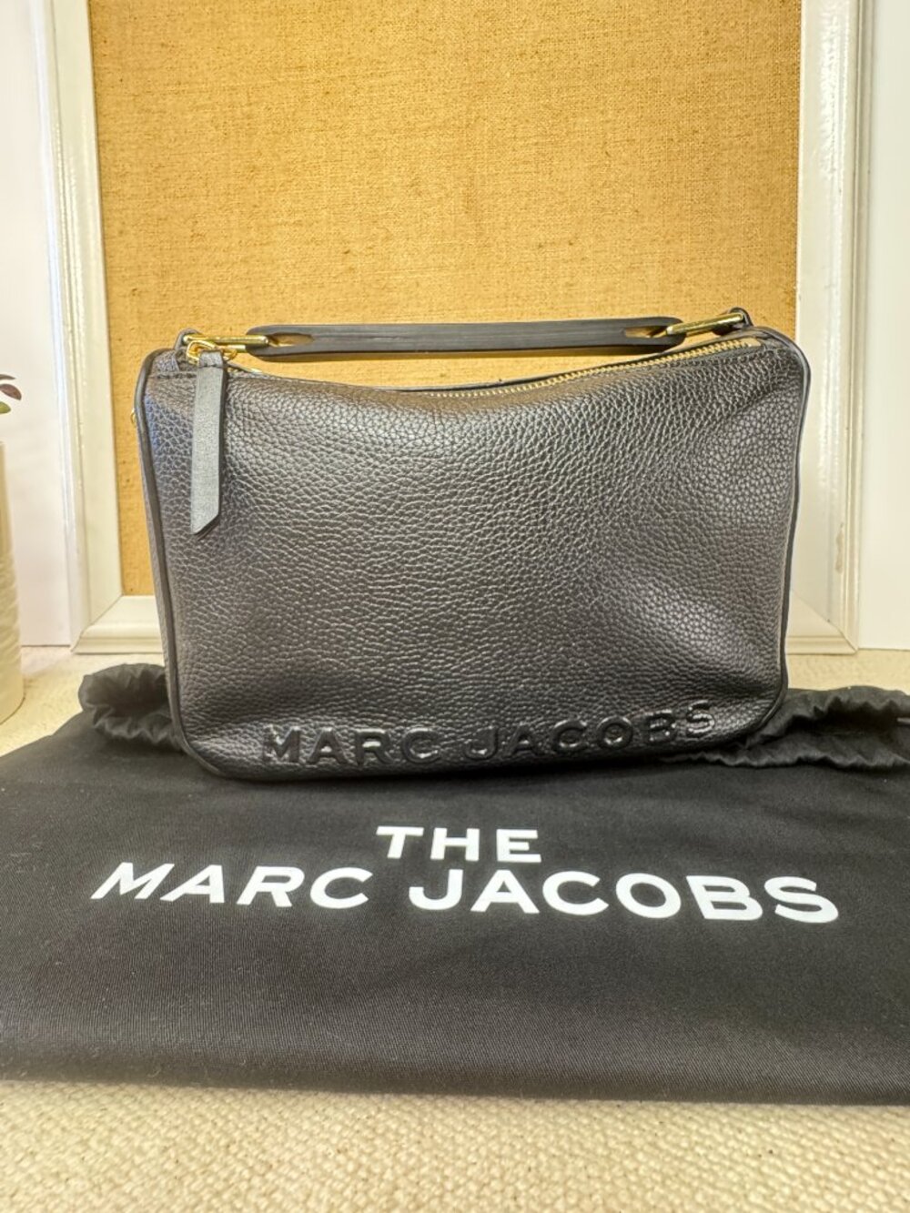 Marc Jacobs The Soft Box 23 Black Leather Crossbody Bag Gold Hardware Duster - Picture 3 of 16